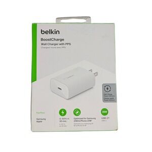 Cc8O‎ Belkin 25W USB-C PD 3.0 PPS Wall Charger (WCA004dqWH) White